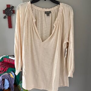 Style & Co. Cream Blouse w Elastic Cuff Sleeve 1X NWT